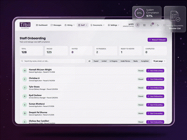 Effica Hire Staff Onboarding — track onboarding progress and compliance